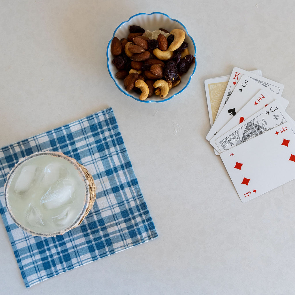 Summer cocktail and linen coasters featuring the Coronado cocktail napkin set.